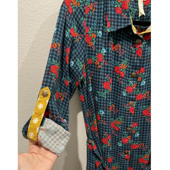 MATILDA JANE Fa La La Gingham Floral Shirt Mini Dress - Picture 7 of 10